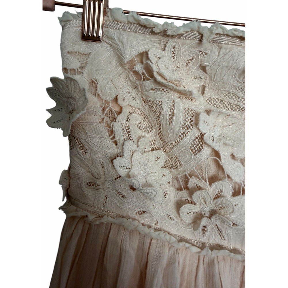 Free People Rosa 3D Floral Embroidered Maxi Dress Peach Women's Size Small - Picture 9 of 16